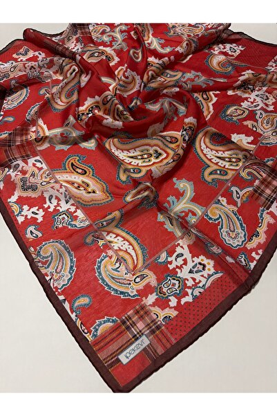 ipekevi Summer Season Tensoft Scarf Patchwork Patterned Ottoman Red