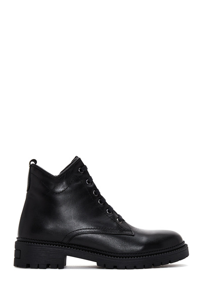 Derimod Women's Black Zippered Casual Leather Boots Wf410007Dv