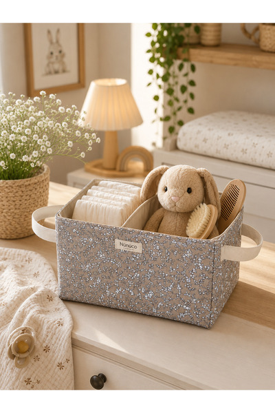 Nünüco atelier Baby Organizer Basket 2-Compartment Fabric Organizer – Basket ...