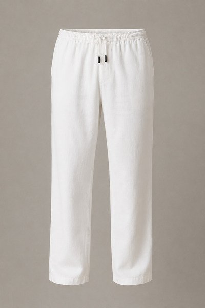Bossago Men's Linen Trousers with Elastic Waist and Laces, Relaxed Fit, Comfo...