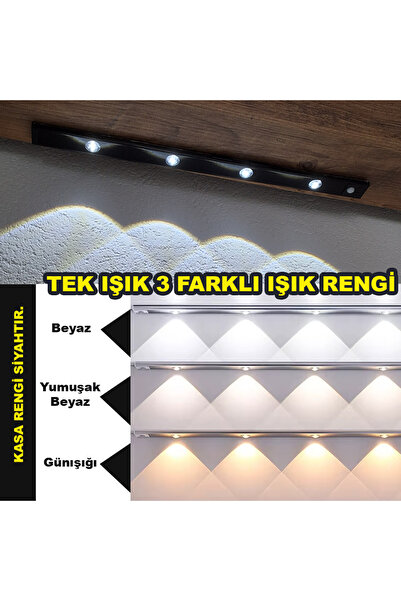 UpWay 50 cm Şarjlı Sensörlü LED Işık Bar – 3 Renk Mercekli Tezgah Dolap Merdiven Lambası