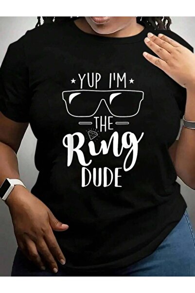 k222 تي شيرت بطباعة جرافيكية باللون الأسود من Yup I'The Dude Funny Ring Beare...