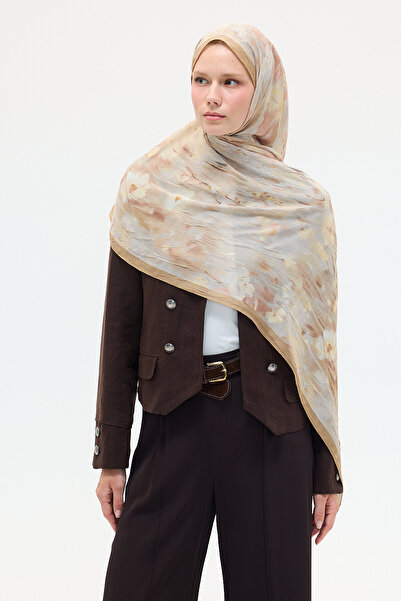 cs camellia scarf Șal de catifea Kraş - Camel