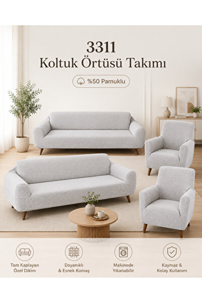 coverbox Bohemian Terry Jacquard Cotton Elastic Sofa Cover 3+3+1+1 Set Sofa C...