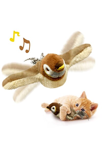Generic Brand Interactive Cat Toy with Realistic Bird Sound Effects, Plush Fe...