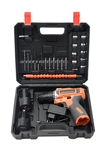 MFH TOOLS مجموعة مثقاب كهربائي 12 فولت مع بطاريتين، وظرف تثبيت بدون مفتاح 3/8...