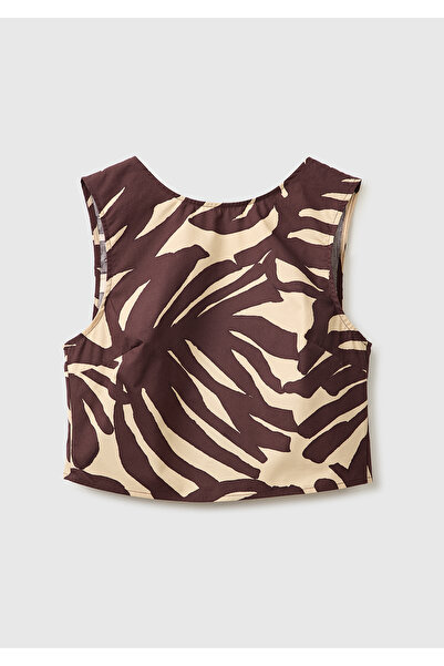 United Colors of Benetton Women's Brown 100% Cotton Backless Tie-Up Sleeveles...