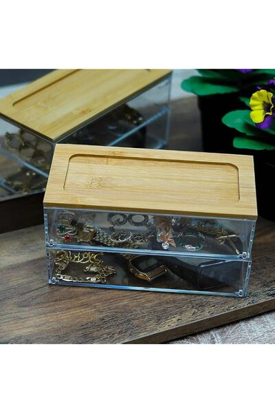 Generic Brand YAHOME 2 Tier Rectangular shape Table Top Jewelry Case Acrylic ...