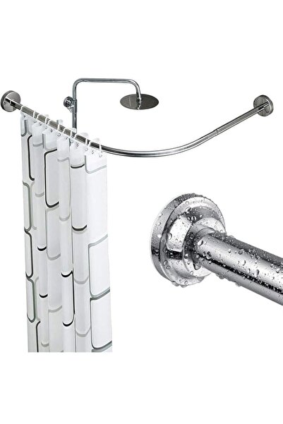 Generic Stretchable 304 Stainless L Shaped Bathroom Bathtub Corner Shower Cur...