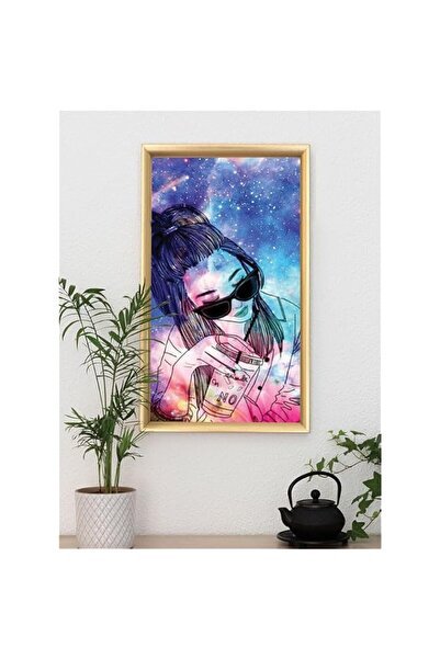 Generic Brand 'Girl Drinking Coffee Multicolour' Digitally Printed Wall Poste...