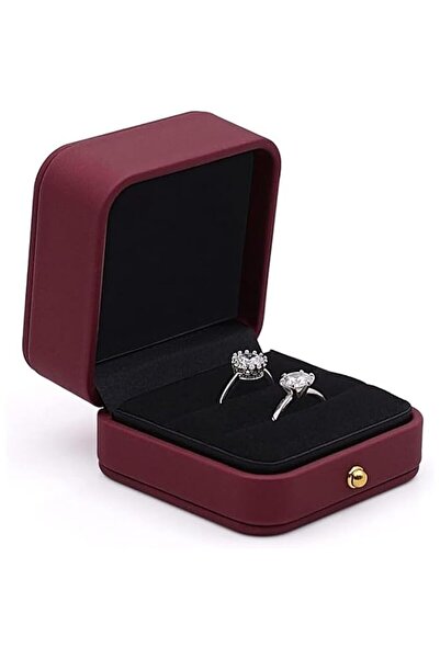 Generic Wedding Engagement Ring Box, Square Leather Velvet Jewelry Box, Gorge...