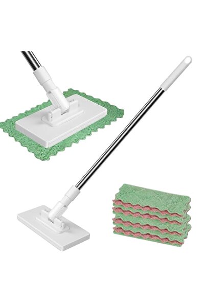 Generic Disposable Dust Mop with 4 Reusable Cloths, Flat Mop for Wet and Dry ...