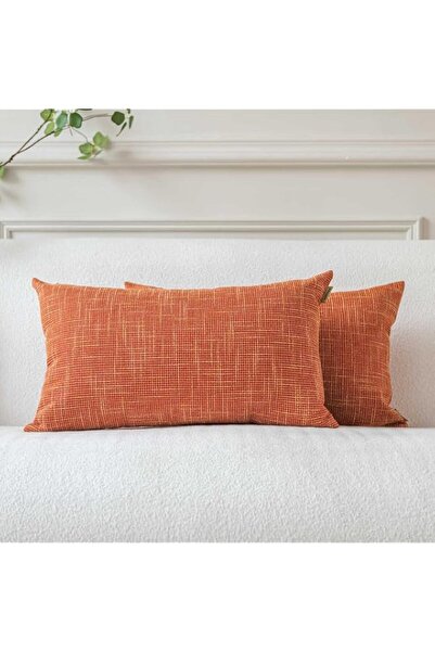 Generic a moment Set of 2 Orange Red Linen Decorative Throw Pillow Covers 30 ...