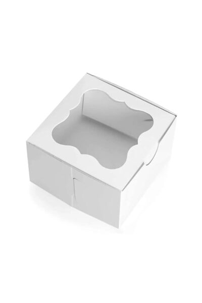 Generic Sulfar Bakery Boxes with Clear Window | 2 Cardboard White & Brown Kra...