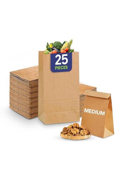 Generic SNH SOS Paper Bag No 8 Medium, Flat Bottom Kraft Lunch & Party Treat ...