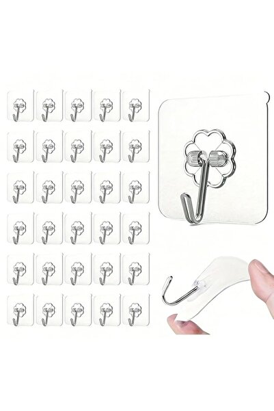 Generic Homease 30 Pack Heavy Duty Transparent Adhesive Hooks - Waterproof Ad...
