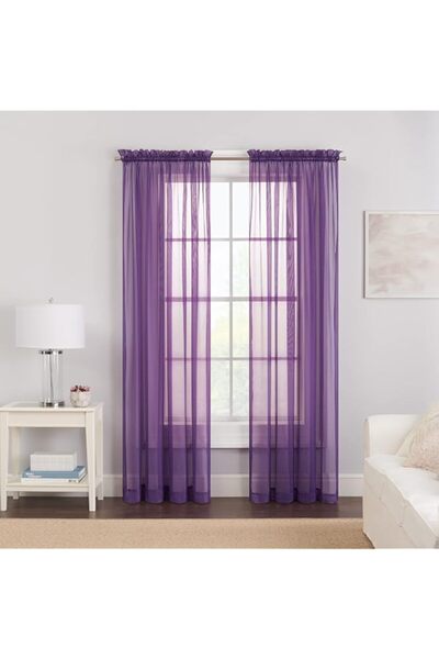 Generic Brand Pairs to Go Victoria Voile Modern Sheer Rod Pocket Window Curta...