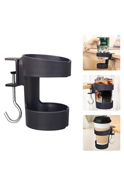Generic Under Desk Cup Holder Tray, Clamp-On Drink Holder Organizer for Coffe...