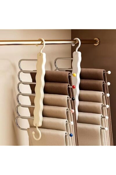 Generic Upgraded Collapsible Pants Hangers Space Saving, 6 Layers Clothes Rac...