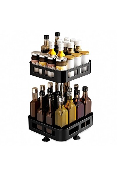 Generic 2-Tier 360° Rotating Lazy Susan Organizer with steel frame, Adjustabl...