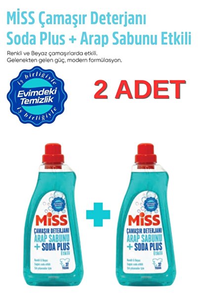Miss Sıvı Çamaşır Deterjanı Arap Sabunu Soda Plus etkili 1500 ml (1.5 lt) X 2...