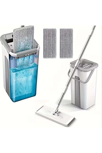 Generic Mop and Bucket with Wringer Set, Flat Mop and Bucket Set for Floor Cl...