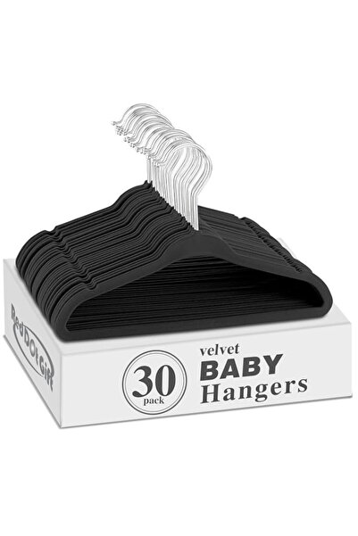Generic Red Dot Gift® 30 Pack Black Baby Velvet Hangers 11Inch/28cm - Nursery...