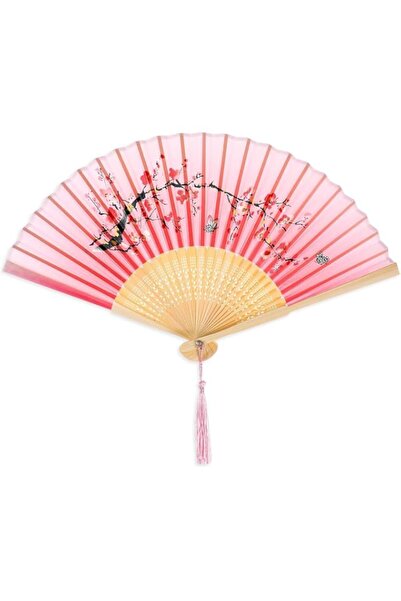 Generic Chinese Folding Fan, Vintage Bamboo Hand Fan with Silk Tassel, Tradit...