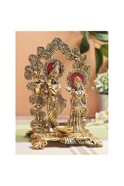 Generic Brand CraftVatika Metal Radha Krishna Idol, 7 x 4.5 x 4.5 Inches, Golden