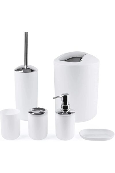 Generic Aputue Bathroom Accessory Set, 6 Piece Plastic Collection with Toothb...