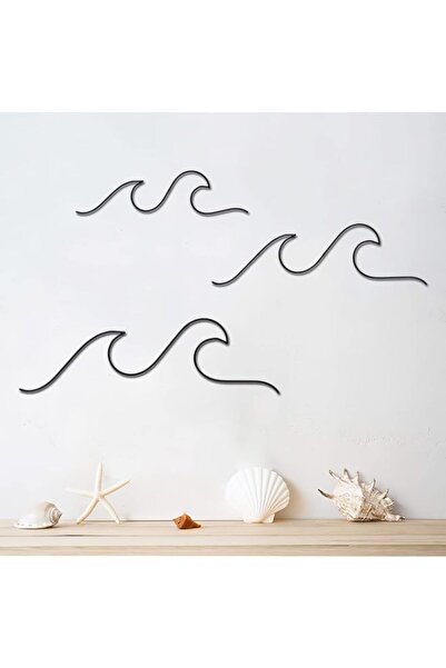 Generic Brand Qmetalart Wave Wall Decor Black Metal Wire Wall Art Ocean Coast...