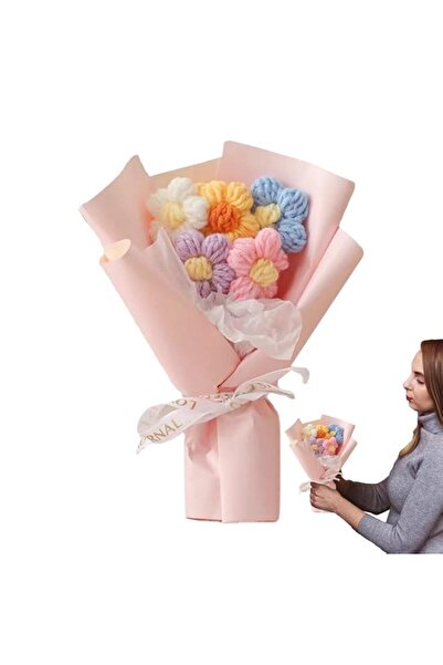 Generic Handmade Crochet Flower Bouquet - Yarn Artificial Faux Plants with El...
