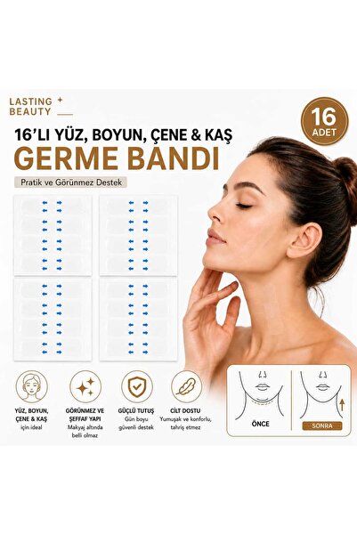 lasting beauty 16 Adet Şeffaf Yüz Germe, Boyun, Kaş, Gerdirme Bandı – Makyaj ...