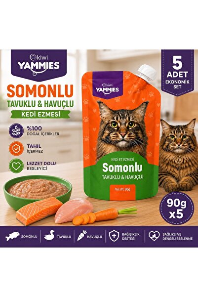 Kiwi Pets Kycc-50371 Yammies Somonlu Tavuklu Havuçlu Kedi Ezmesi 90 Gr*5 Adet