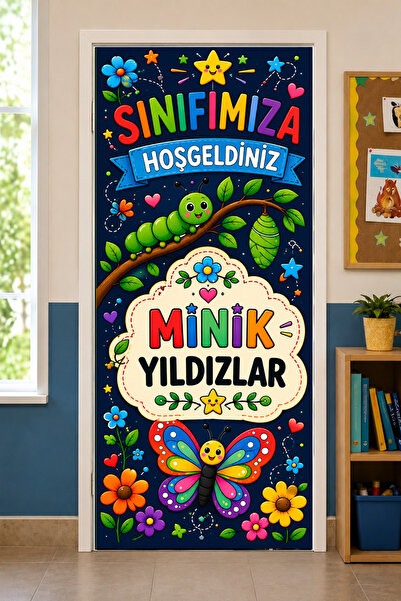 PROMISEBACKDROP2 190x75cm Lastikli okul sınıfları kapı giydirme, Sınıfına Hoş...