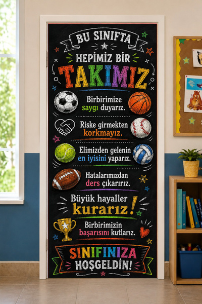 PROMISEBACKDROP2 190X75Cm Elastic School Classroom Door Drape, We Are All One...