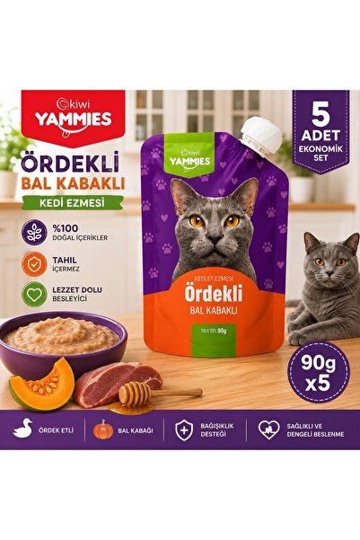 Kiwi Pets Kycc-50370 Yammies Ördekli Bal Kabaklı Kedi Ezmesi 90 Gr*5 Adet