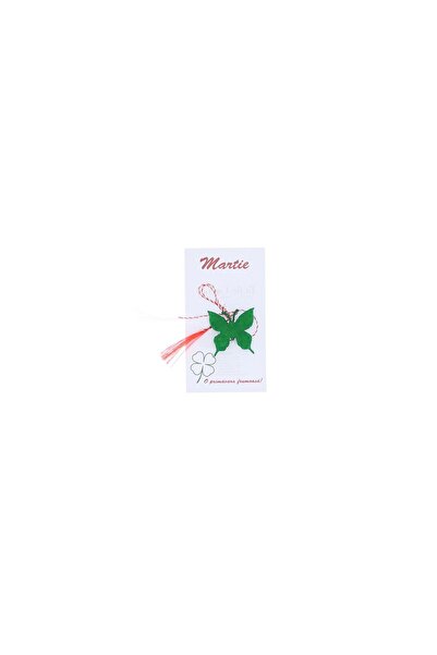 ButicCochet Broșă Martisor, Buticcochet, fluture, pâslă, 3 cm, Verde - MR530