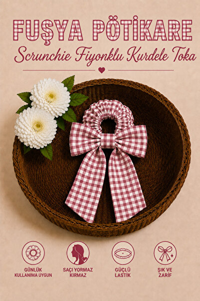 Hophera Pötikare Scrunchie Bow Ribbon Hair Clip with Strong Elastic Tail