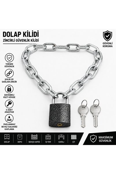 lawrenceshop Zincirli Kilit 25 Lik Siyah Asma Kilit Özellikli Yurt-Spor Dolap