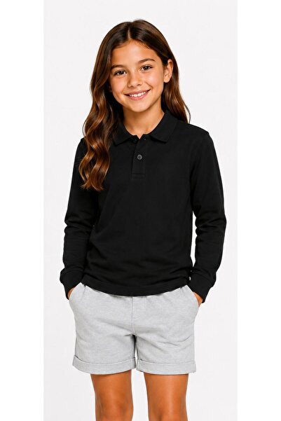 BAGİSTA BUTİK Unisex Cotton Plain Woven Polo Collar School T-Shirt