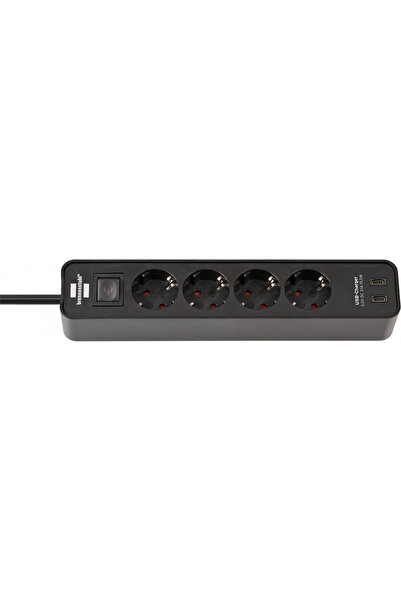 Brennenstuhl Prelungitor Ecolor 4 prize, 2xUSB-C, 1.5m Negru
