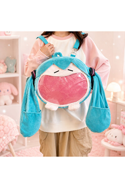 Fillikutum Hatsune Miku Plush Backpack Large Size Long Ears Anime Kids Bag wi...