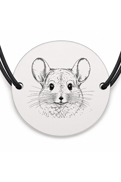 Simoshop Brățară argint 925 cu bănuț gravat portret de chinchilla, șnur negru...
