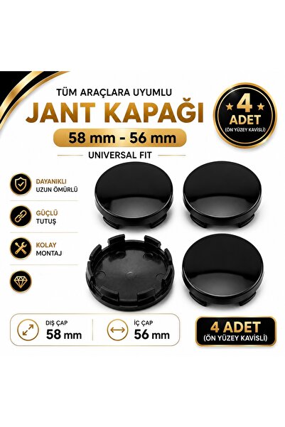MemoDigital Jant Göbek Kapağı Dış Çap 58 mm - İç Çap 56 mm 4 Adet