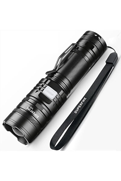 Supfire Lanterna LED Superfire V8-S, 2000lm, 300M, 5200mAh, Zoom, încărcare U...