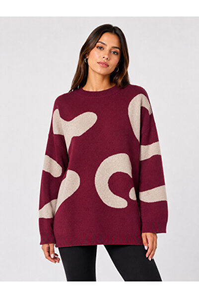 Neden Tekstil Women's Oversize Patterned Knitwear Sweater