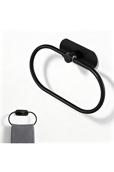 Generic Rustproof Towel Ring Black Stainless Steel, Self-Adhesive No-Drill Ha...