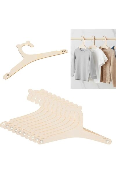 Generic Tazweeq 20 Pcs Wooden Baby Hangers, Non-Slip Wooden Newborn Hanger, C...