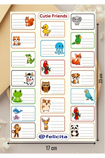 Felicita Okul Etiketi Karışık Stickers Kalem Defter İsim Etiketi Mat Süsleme ...